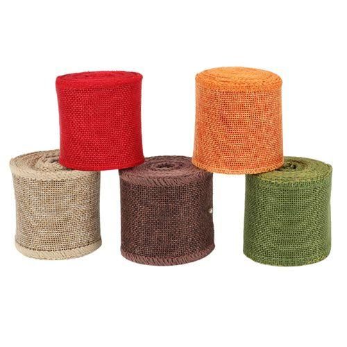 5PCS 6CMx5M Imitation Linen Roll Ribbon, Wedding