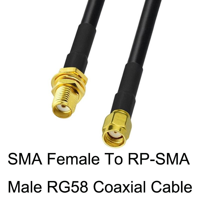 SMA Female To RP-SMA Male RG58 Cable, Cable Length:1m