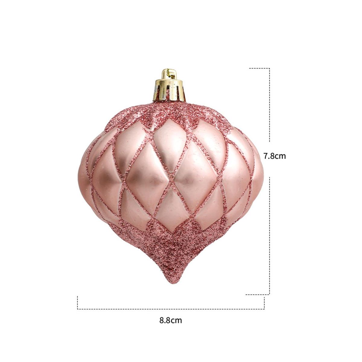 3PcsBox Threaded Ball Christmas Tree Decorations Hanging Ball Rose Gold