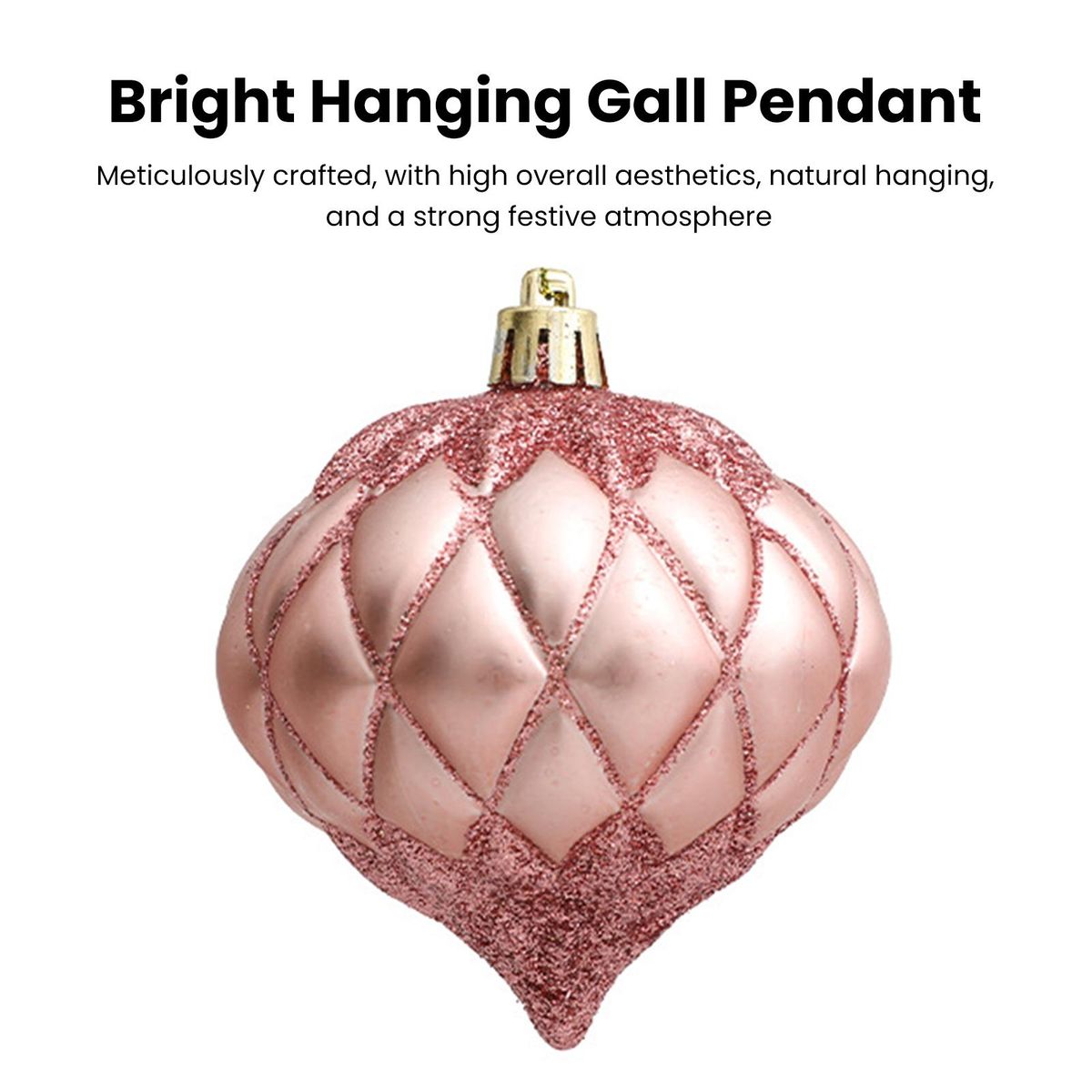 3PcsBox Threaded Ball Christmas Tree Decorations Hanging Ball Rose Gold