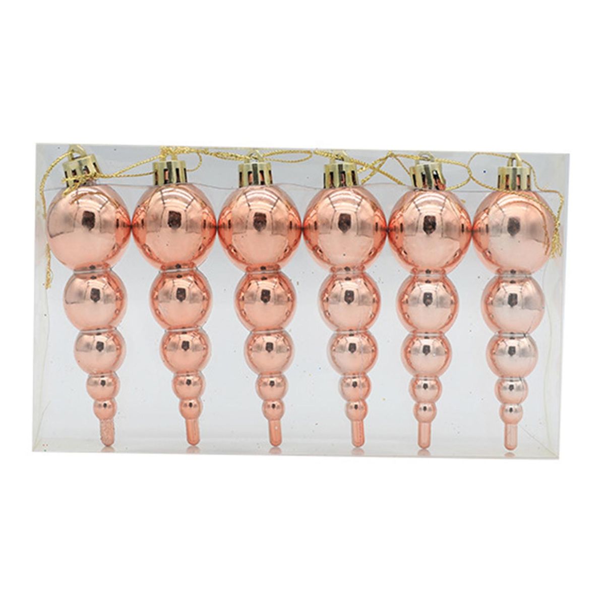 1 Box Christmas Gourd Skewers Electroplated Christmas Ball Ornament Rose Gold