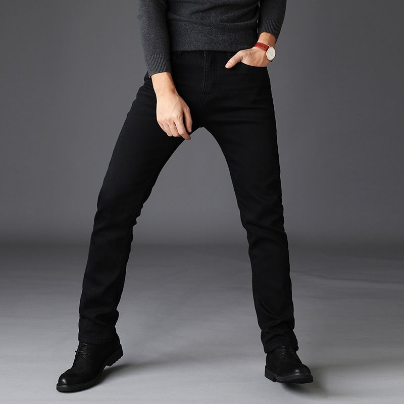 Men's Classic Black Jeans Slim Fit Denim Jean Trousers