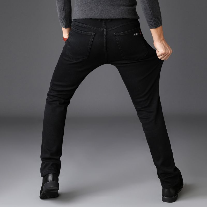 Men's Classic Black Jeans Slim Fit Denim Jean Trousers