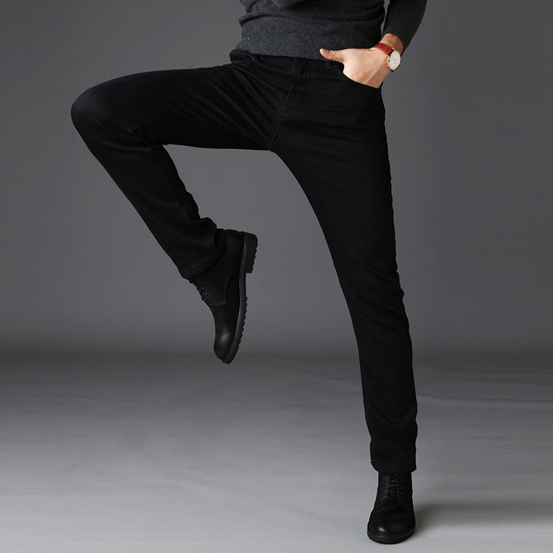 Men's Classic Black Jeans Slim Fit Denim Jean Trousers