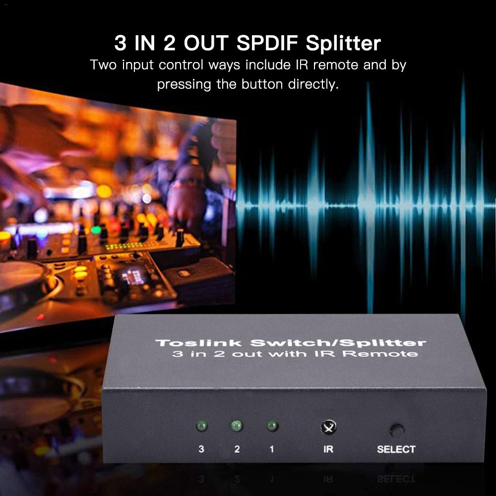 NK-T32 3 In 2 Out Toslink Cable Switch Splitter