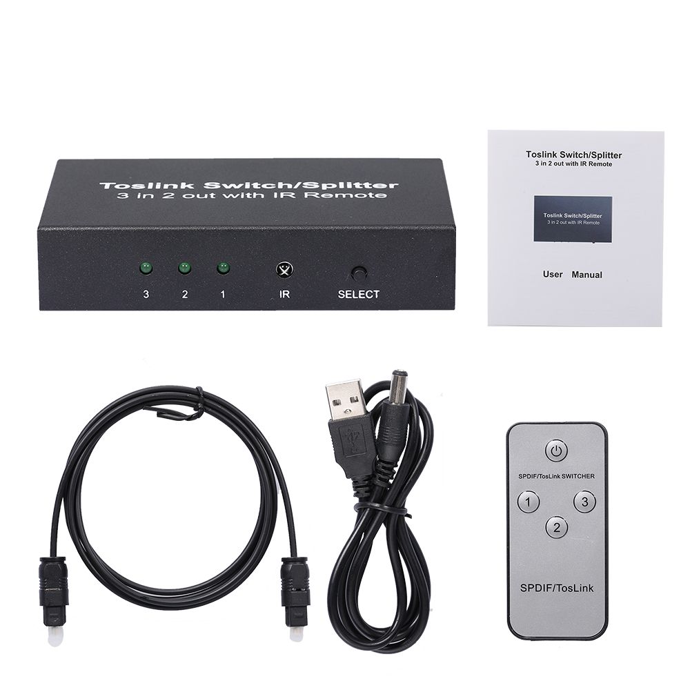 NK-T32 3 In 2 Out Toslink Cable Switch Splitter