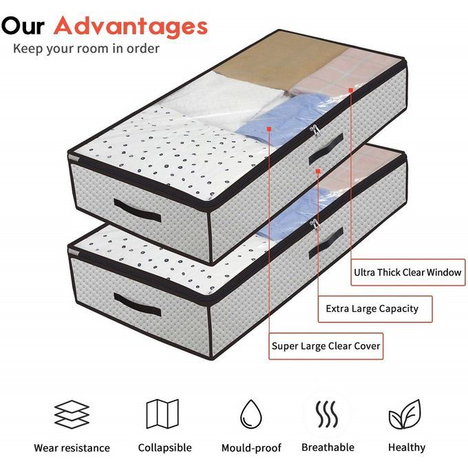 Under Bed Storage Bags Clothes Organizer Container 2 Pack