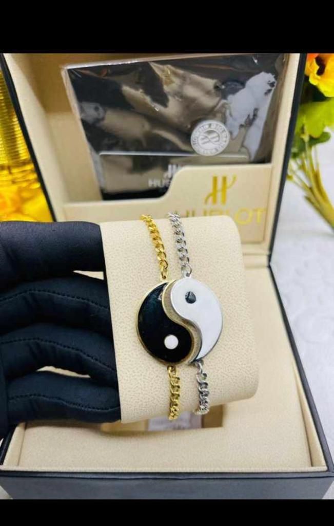 2pcs Yin-yang Stainless Steel Bracelet Couple Pendants Bestfriends Gift
