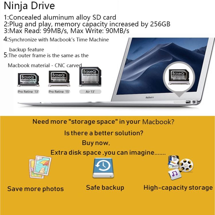 BASEQI 303MA 256GB Aluminum Alloy Micro SD(TF) Memory Card