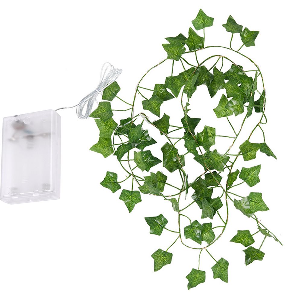 Artificial Pts LED String Light, 1PCS Green Leaf Ivy Vine Fairy Light String Maple Leaves Lamp Gard DIY Hanging Lighting--White--Battery 10M 100LED