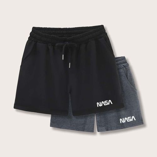 2 NASA DARK ASH AND BLACK SHORTS For Men And Women
