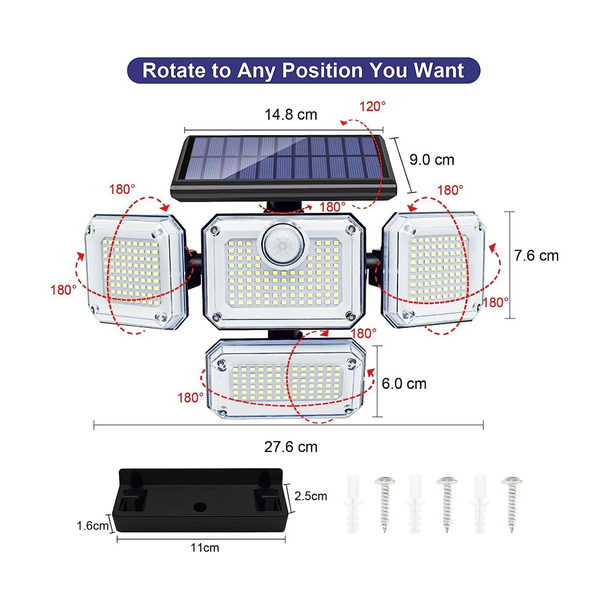 Solar Lights Outdoor Motion Sensor 333 LED Flood Lights,