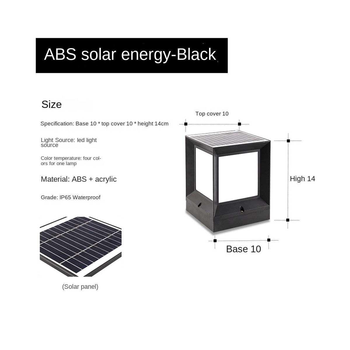 LED Solar Column Headlight Solar Powered Pillar Lamp