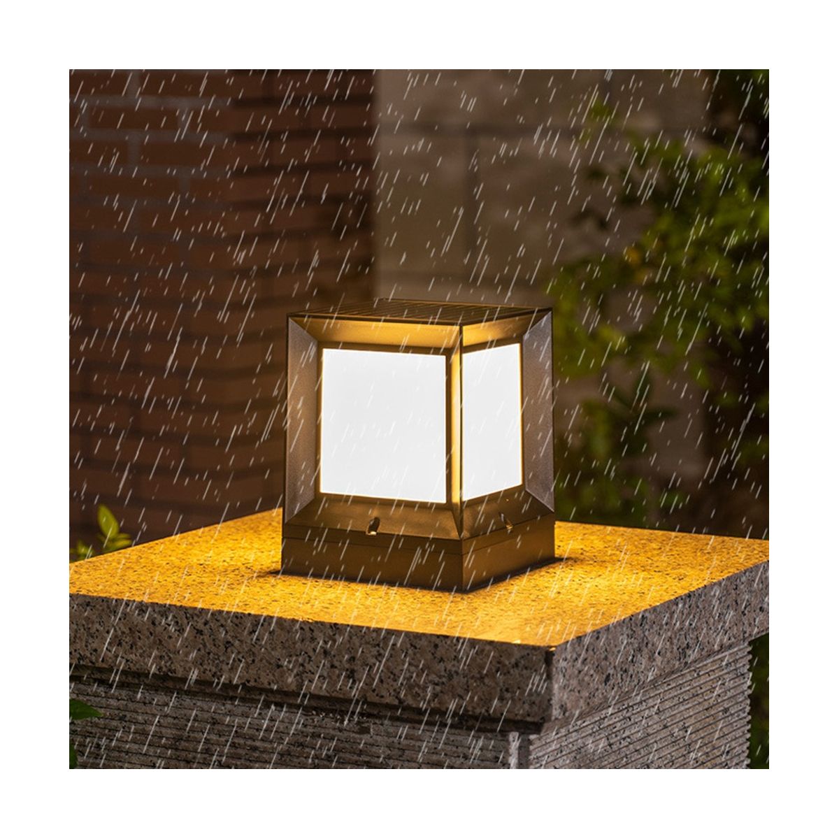 LED Solar Column Headlight Solar Powered Pillar Lamp