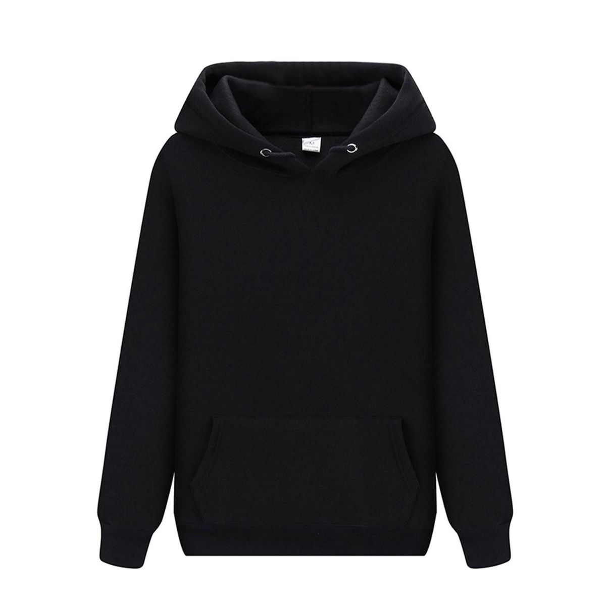 Women's Men's Casual Hoodies Long Sleeve Solid Black 3XL