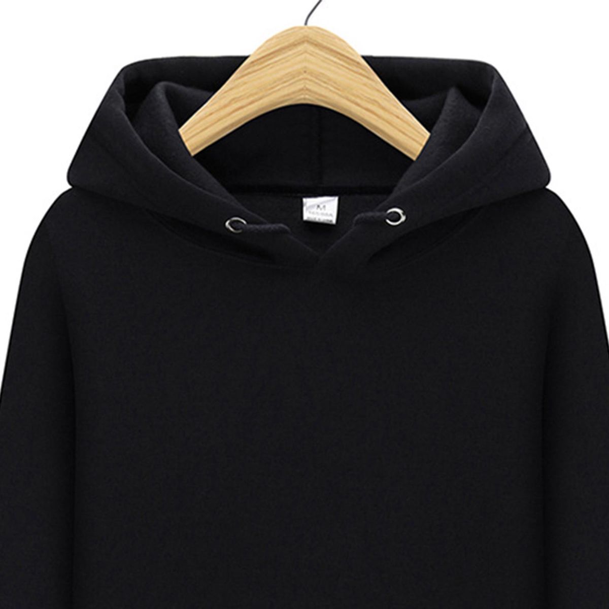 Women's Men's Casual Hoodies Long Sleeve Solid Black 3XL