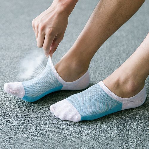 5 PairsSummer Non-Slip Silicone Invisible Cotton Ankle Socks
