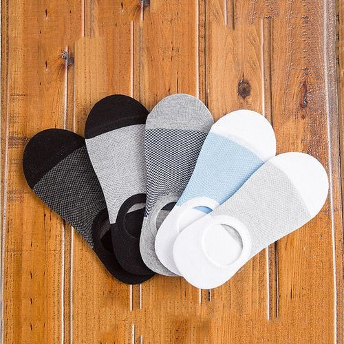 5 PairsSummer Non-Slip Silicone Invisible Cotton Ankle Socks