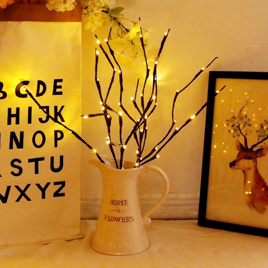 LED Willow Tree Branch Lamp Floral Night Lights 20 LED Vase Floral Lights Home Christmas Birthday Party Garden Indoor Decoration--Pink--
