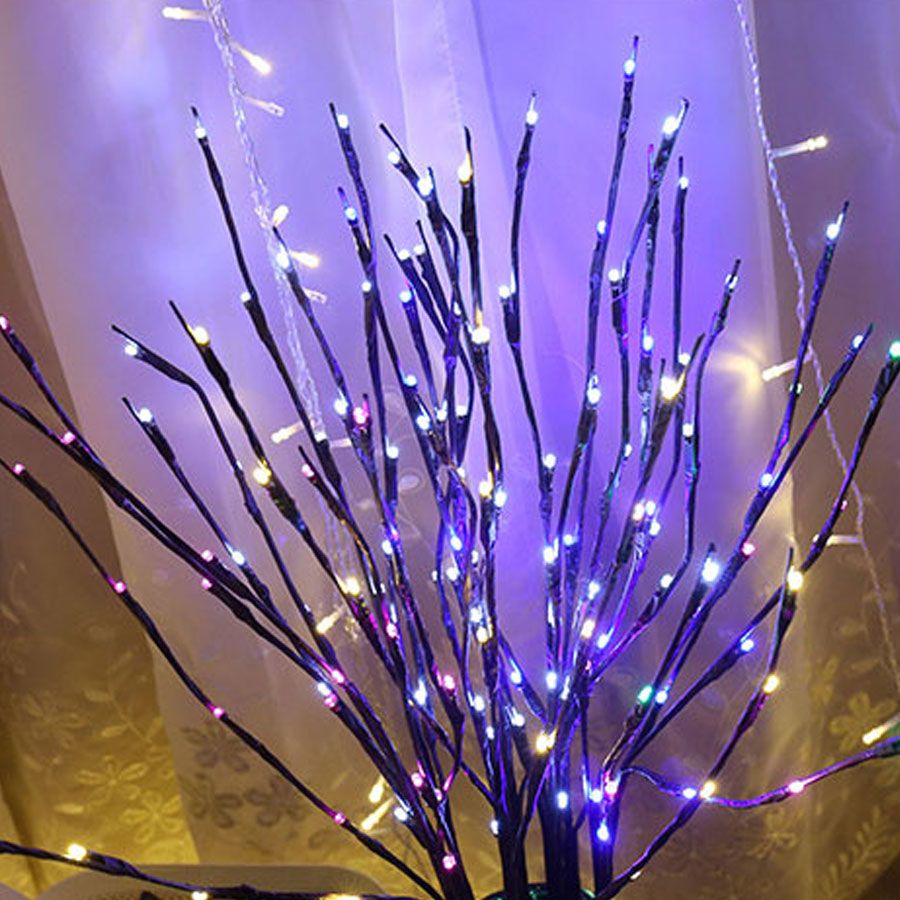 LED Willow Tree Branch Lamp Floral Night Lights 20 LED Vase Floral Lights Home Christmas Birthday Party Garden Indoor Decoration--Pink--