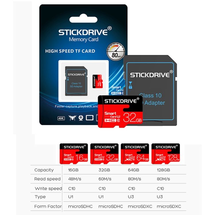 Stickdrive 64GB Class 10 Micro SD(TF) Memory Card