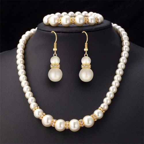 Jewelry Set - Necklace + Earrings & Bracelet - Gold