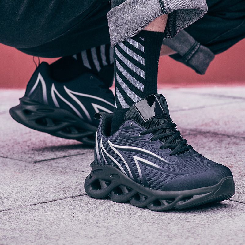 Mens Snekaers Casual Running Shoes-Black White