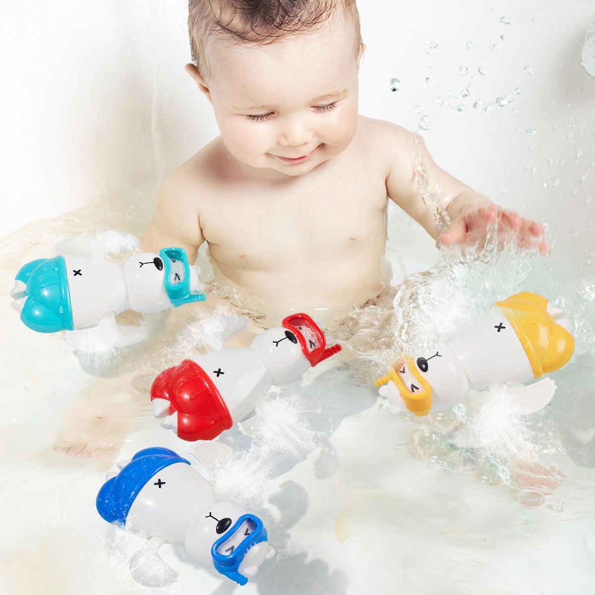 Swimming Polar Bear Toy Adorable Polar Bear Bath Toy Fun for Kids Yellow Red