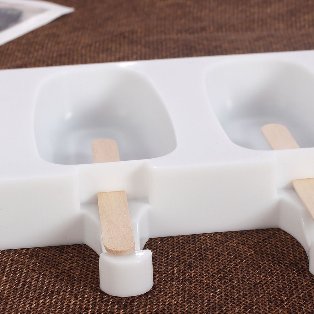 3D DIY Silicone Ice Cream Mold Handmade Eco-Friendly Popsicle Mold Mousse Dessert Freezer Juice Ice Cube Tray Barrel Maker Mould-50Pcs Sticks