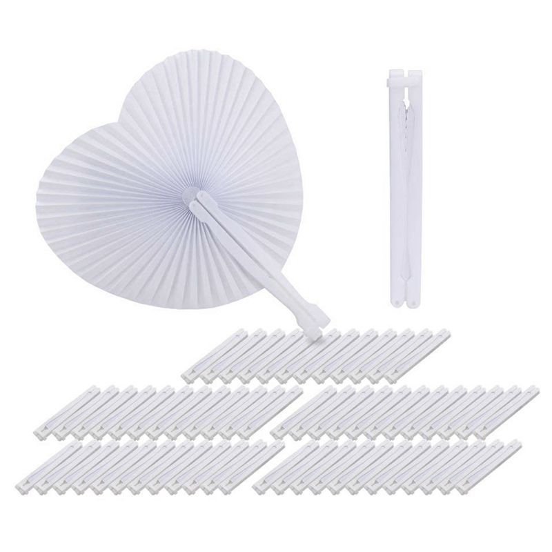 Paper Bapteme White Wedding Guests Anniversary For DIY Gift Party Pcs Heart Wedding Round Fan Decoration 60 Party Deco