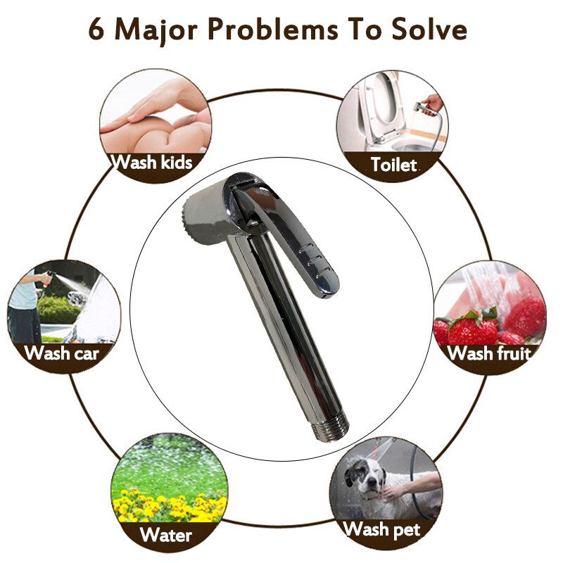 Bidet Nozzle Multifunctional Handheld Toilet Flusher Toilet Spray Nozzle Cleaning Hygienic Nozzle Water Diverter + Short Washer Set
