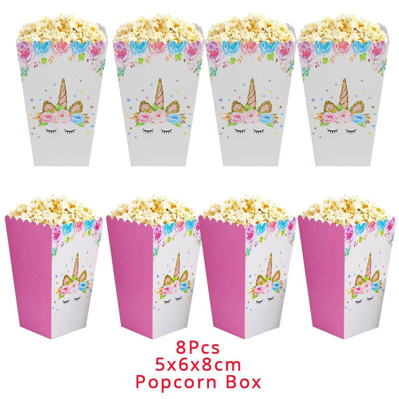 Unicorn Paper Popcorn Box Gift Box Candy Cookies Bags Kids