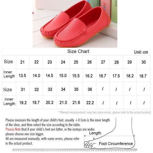 Children's Leather Square Toe Peas Shoes Girls Flat Casual Shoes Red