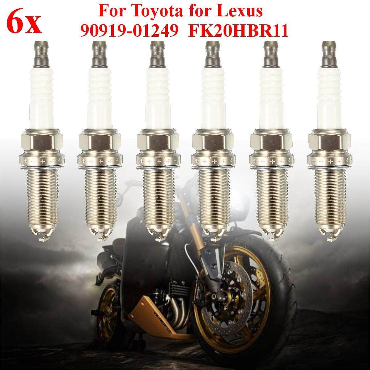 6 Pieces Denso Iridium Spark Plugs For Toyota / Lexus OEM# 90919-01249 FK20HBR11