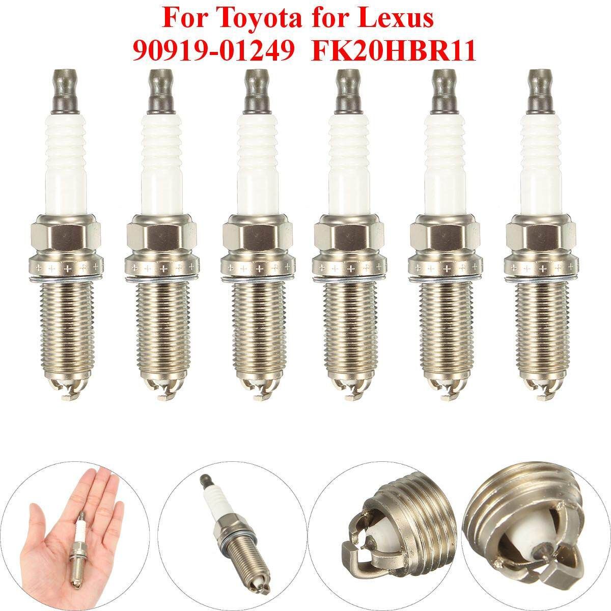 6 Pieces Denso Iridium Spark Plugs For Toyota / Lexus OEM# 90919-01249 FK20HBR11