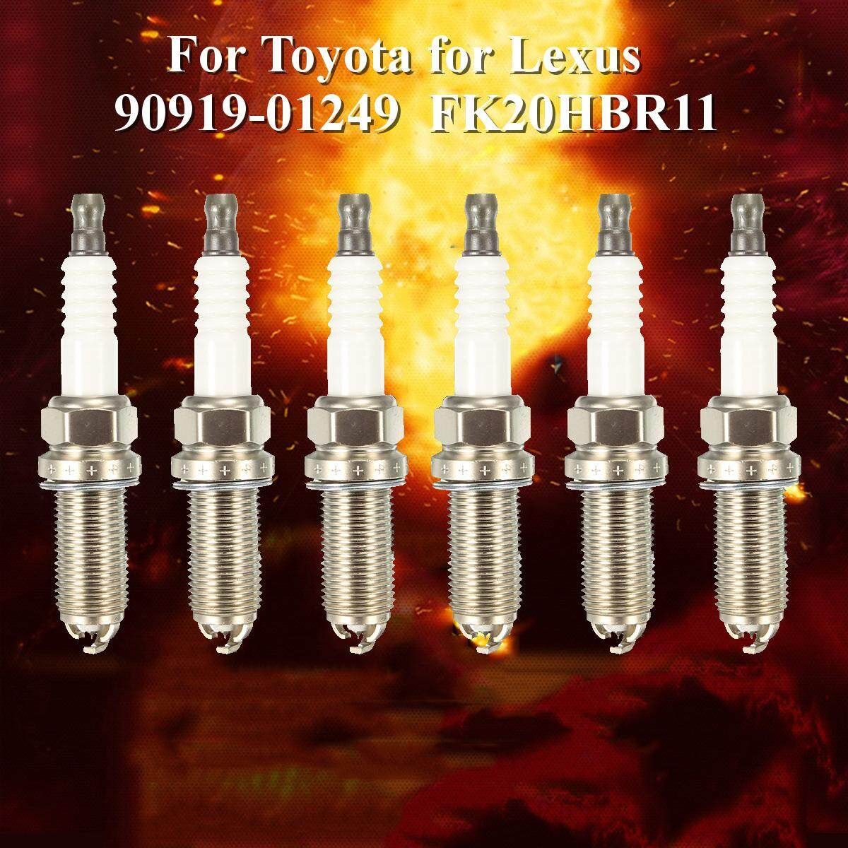 6 Pieces Denso Iridium Spark Plugs For Toyota / Lexus OEM# 90919-01249 FK20HBR11