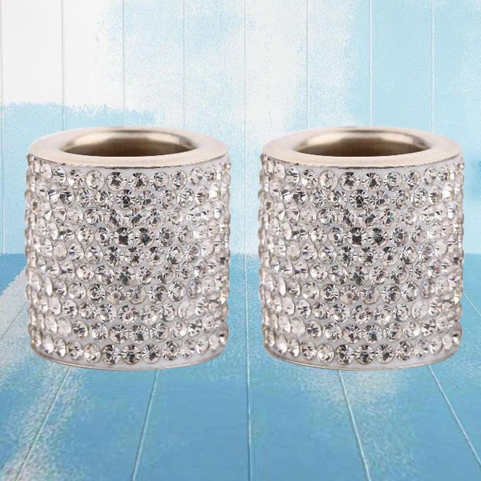 2x Crystal Diamond Car Headrest Head Rest Collars Rings Decors White