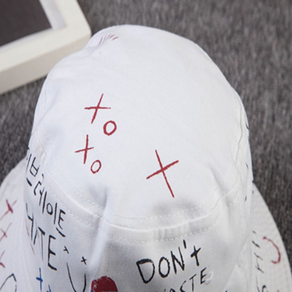 Graffiti Creative Pattern Hat Bob Woman Men Fishing White