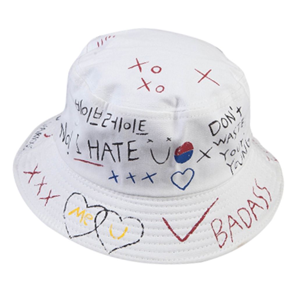 Graffiti Creative Pattern Hat Bob Woman Men Fishing White