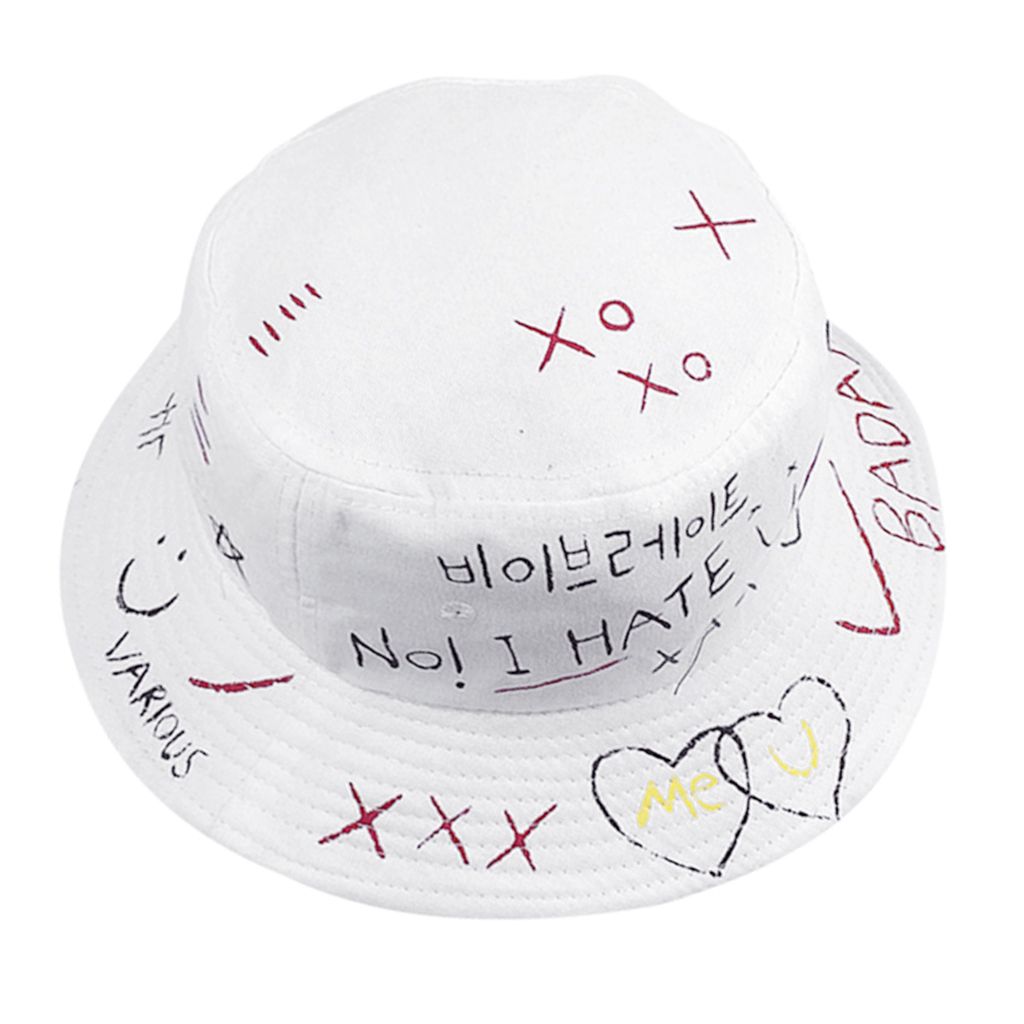 Graffiti Creative Pattern Hat Bob Woman Men Fishing White