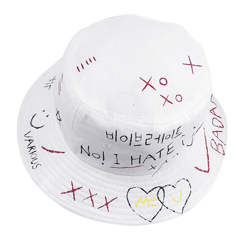 Graffiti Creative Pattern Hat Bob Woman Men Fishing White