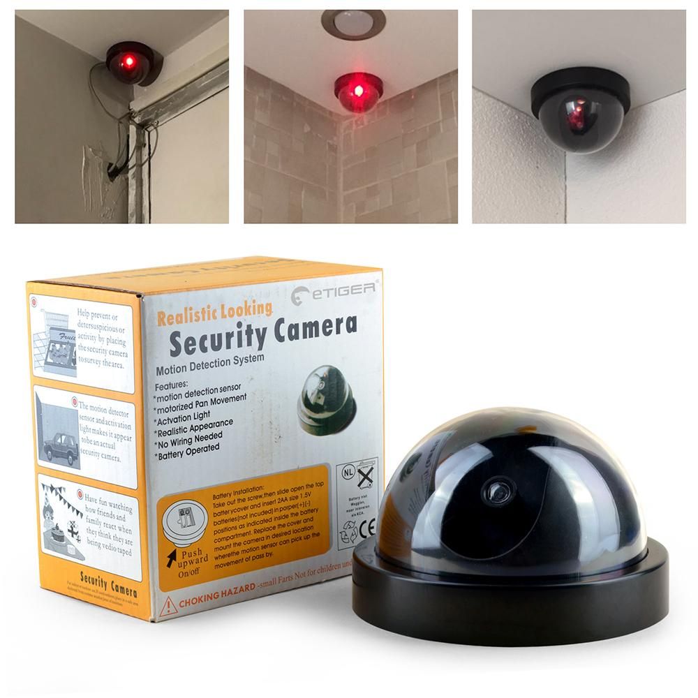 Fake Camera Dummy Waterproof Security CCTV Surveillance Camera With Flashing Red Led Light Dome Camera