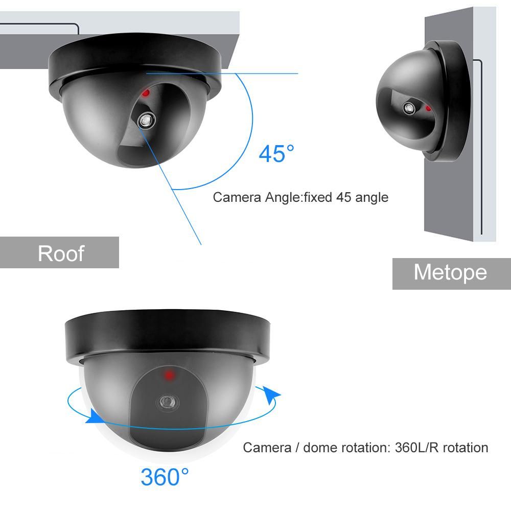 Fake Camera Dummy Waterproof Security CCTV Surveillance Camera With Flashing Red Led Light Dome Camera