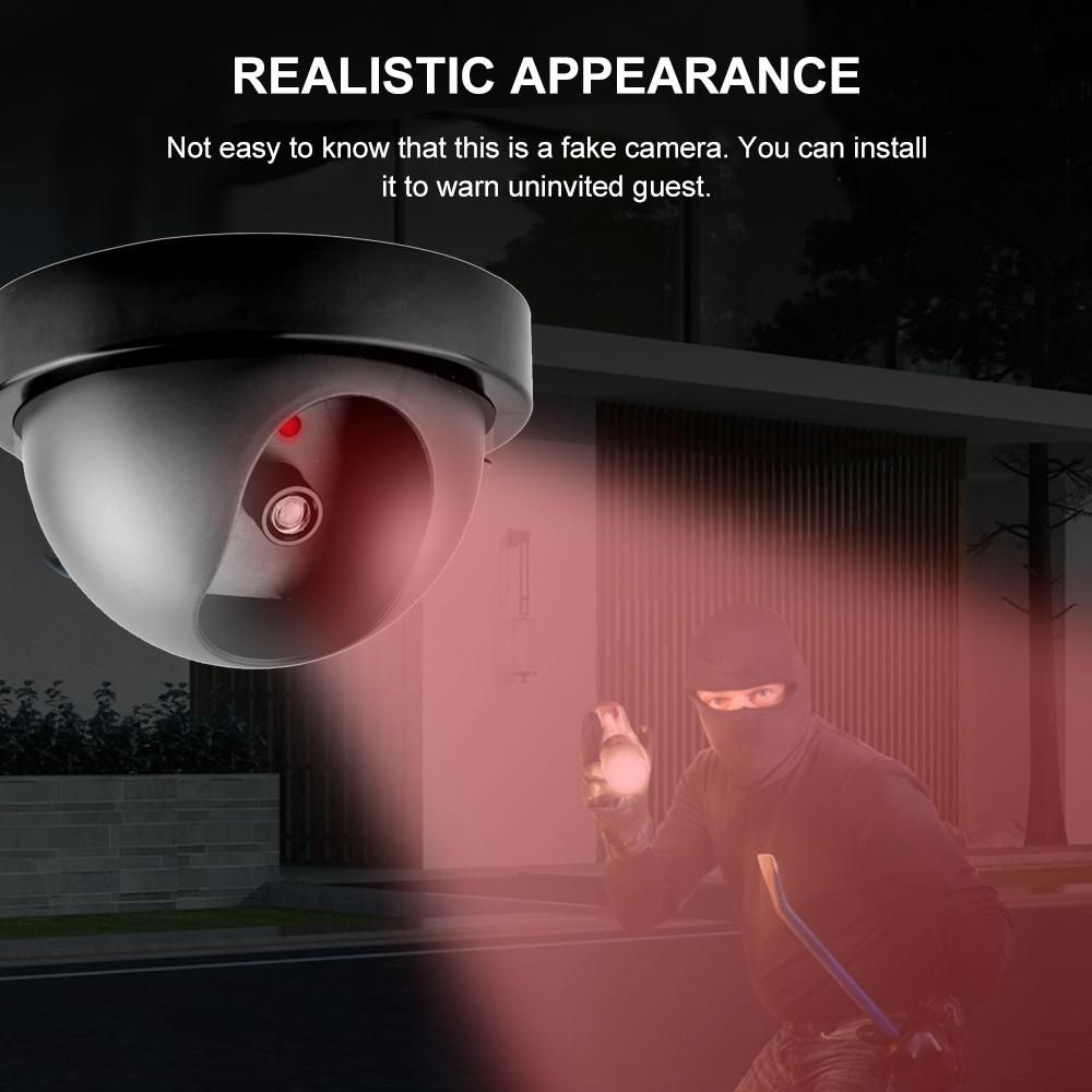 Fake Camera Dummy Waterproof Security CCTV Surveillance Camera With Flashing Red Led Light Dome Camera