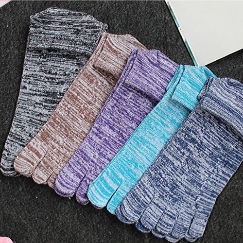 Mens Toe Socks Running Five Finger Socks Mini Crew Sport Cotton Socks (5 Pairs)