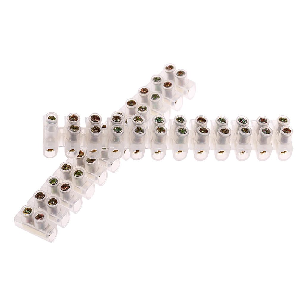Set Of 3 3A Dual 12 Positon Screw Terminal Strip Block For Electrical