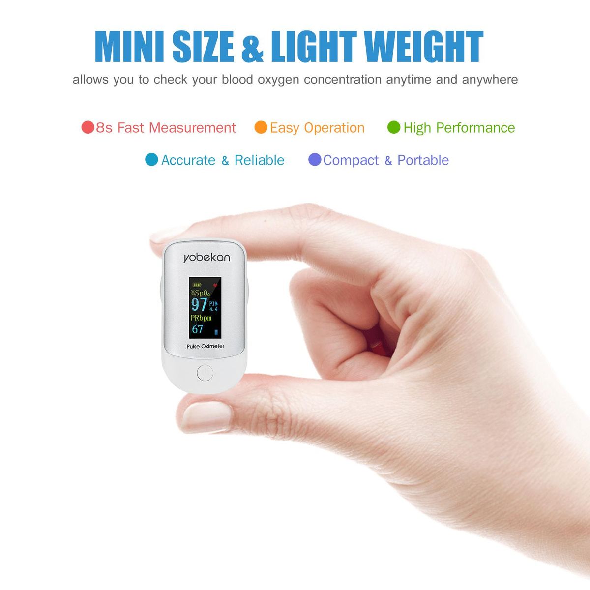 Fingertip Pulse Oximeter Pulse Oximeter Finger Pulse Blood Oxygen SpO2 Monitor LCD Oximeter SpO2 PR PI Monitor Mini Pulse Rate Measuring Gauge Blood Oxygen Meter 8s Rapid Reading