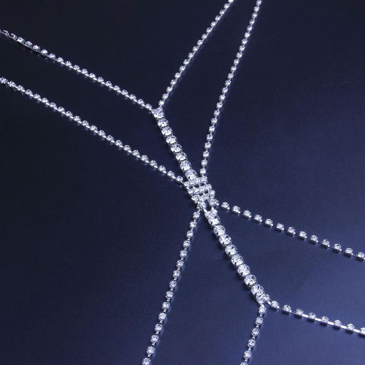 Rhinestone Inlay Bra Chain Rhinestone Body Chain Golden for Women Silver