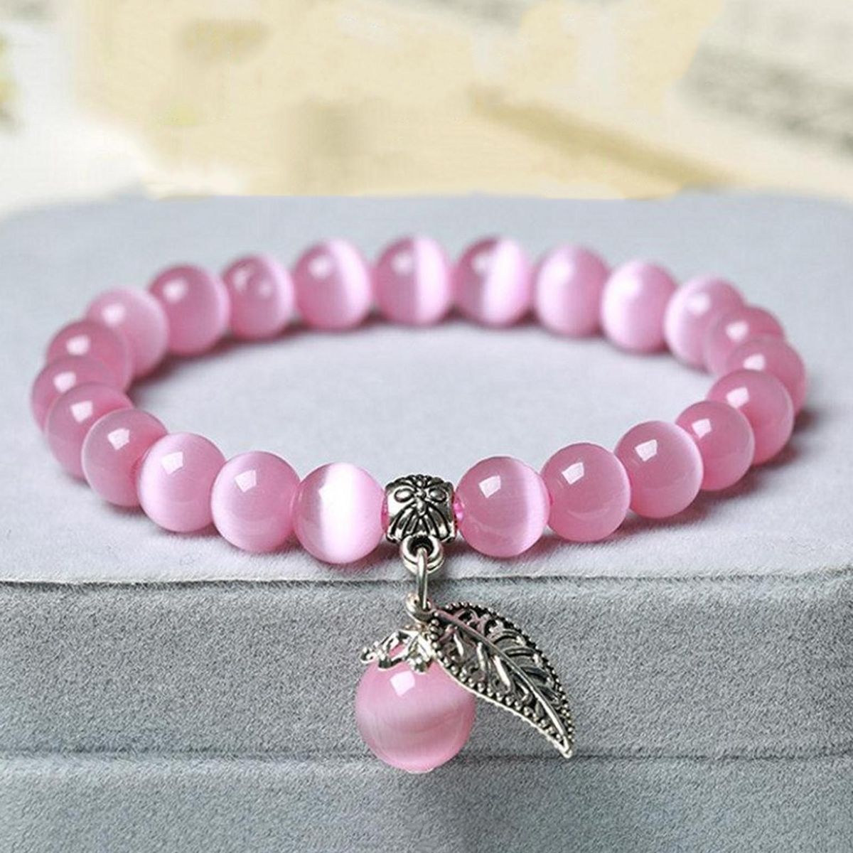 Opal Bracelet Faux Crystal Beaded Bracelet Pink