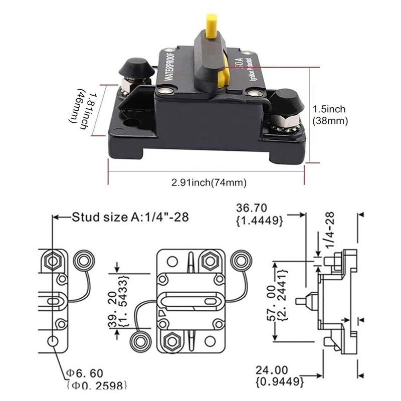 30 Amp Circuit Breaker 12V- 48V DC Manual Reset for Trolling Motor Rv Marine Boat Vehicles System Protection (30A)